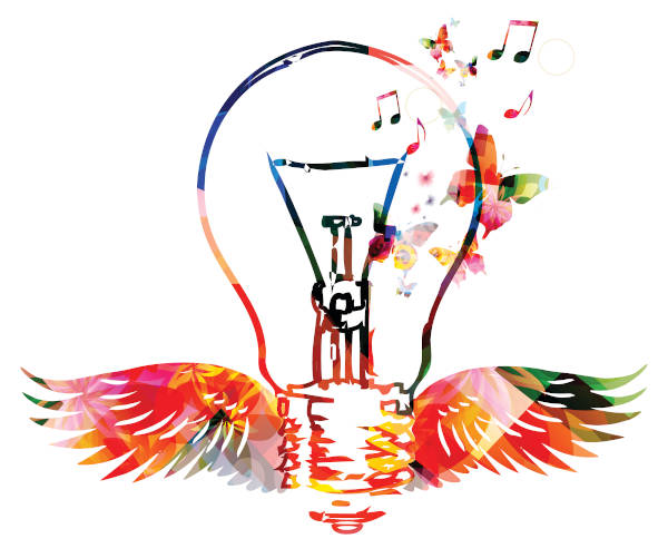 Ampoule dessinée avec des ailes