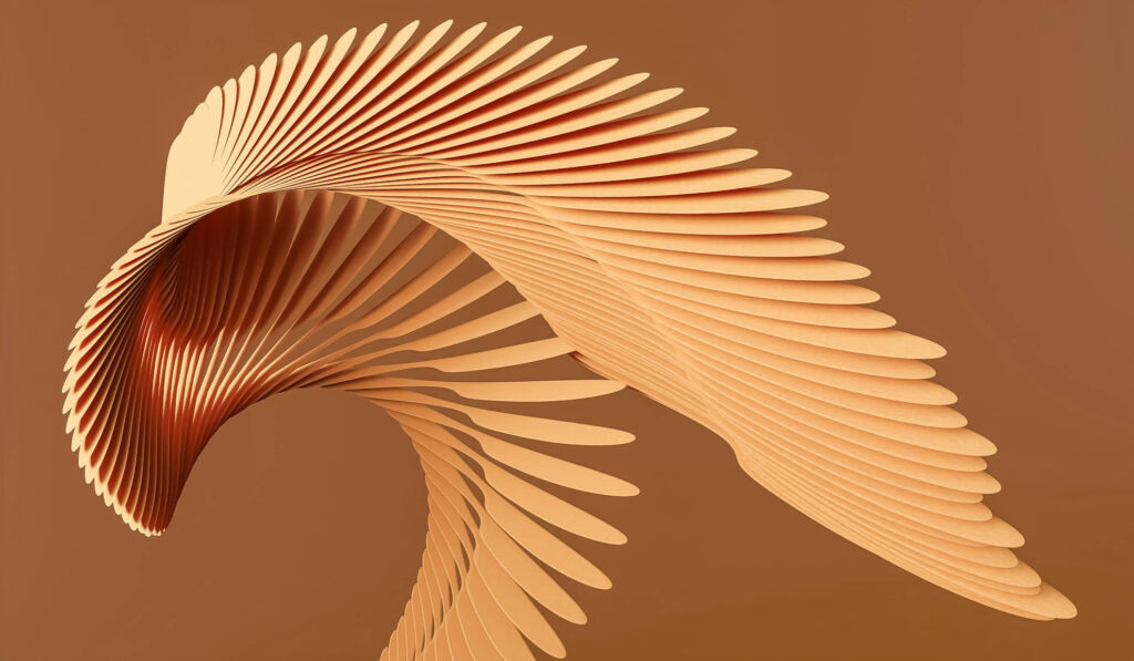 Œuvre en forme d'aile en bois